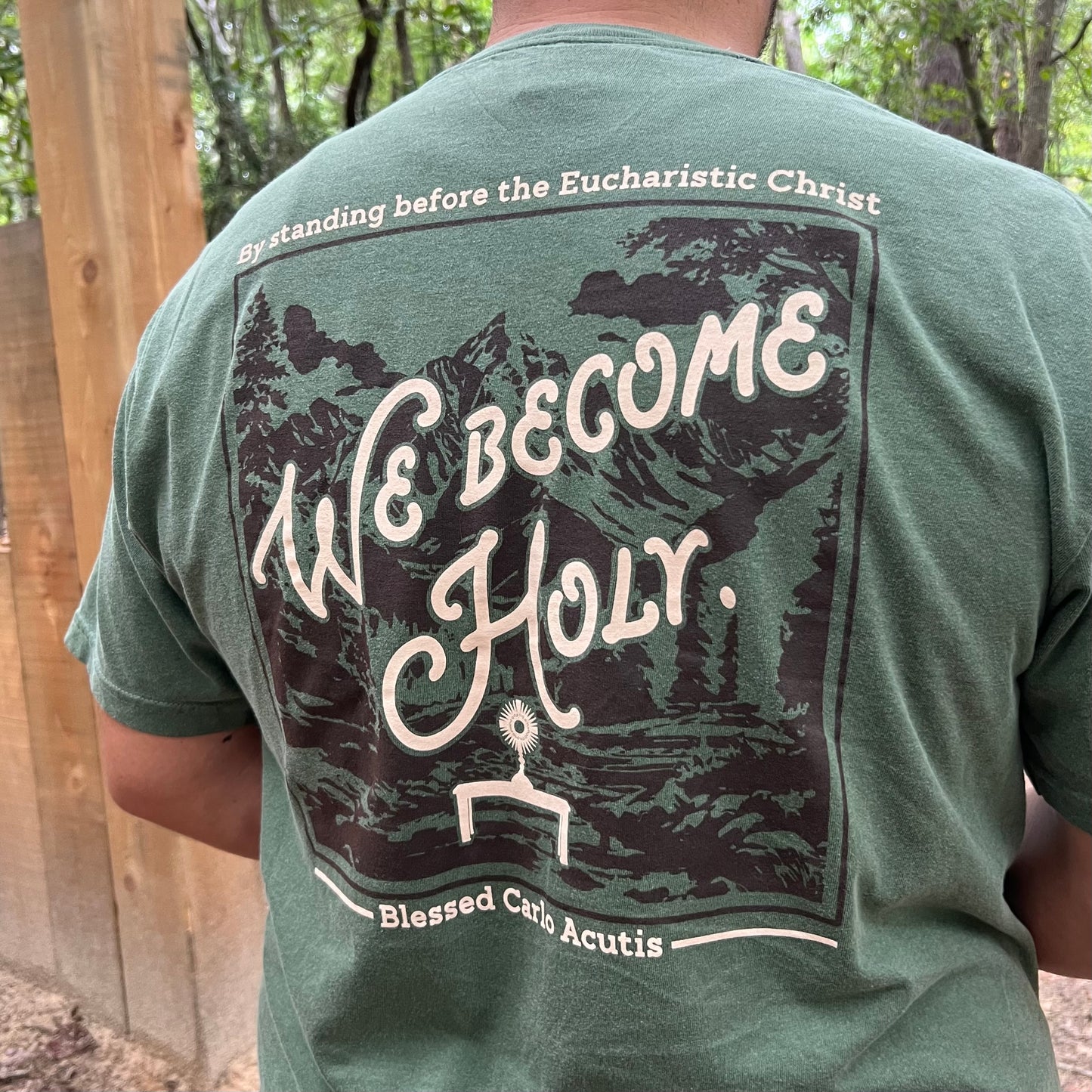 We Become Holy T-Shirt | Saint Carlo Acutis