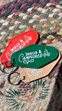 Load image into Gallery viewer, Jesus &amp; Campfires Hotel Keychain
