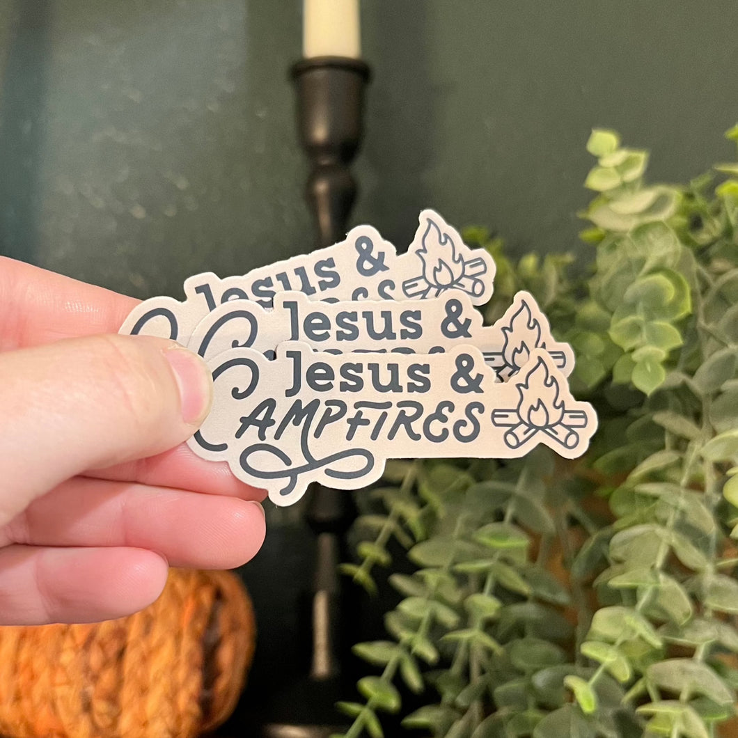 Jesus & Campfires Sticker | Catholic Stickers