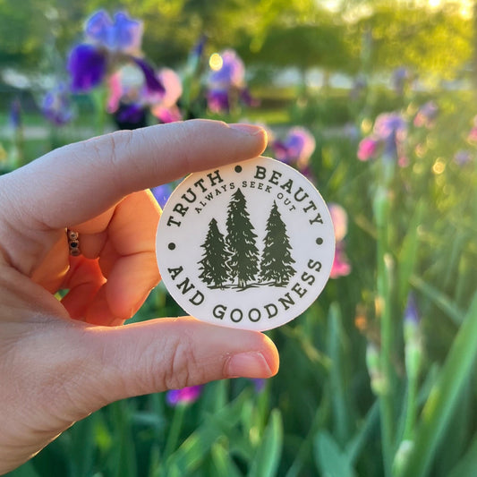 Truth Beauty and Goodness Sticker  | Catholic Stickers