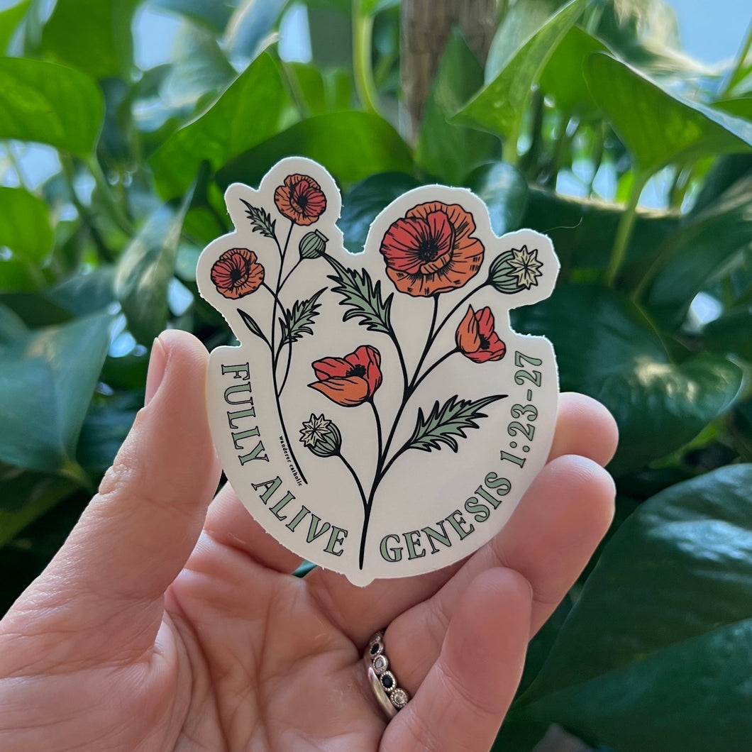 Fully Alive Floral Sticker | Catholic Stickers