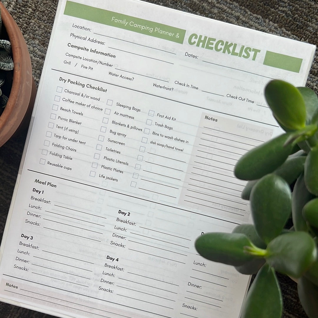 Family Camping Planner - Printable