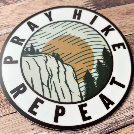 Pray Hike Repeat Circle Stickers