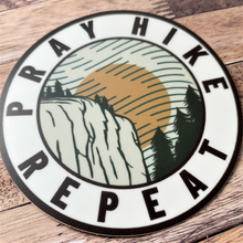 Load image into Gallery viewer, Pray Hike Repeat Circle Stickers

