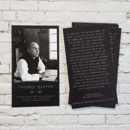 Thomas Merton was a 20th century prolific writer, thinker, mystic, prayer card front and back