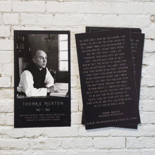 Load image into Gallery viewer, Thomas Merton was a 20th century prolific writer, thinker, mystic, prayer card front and back
