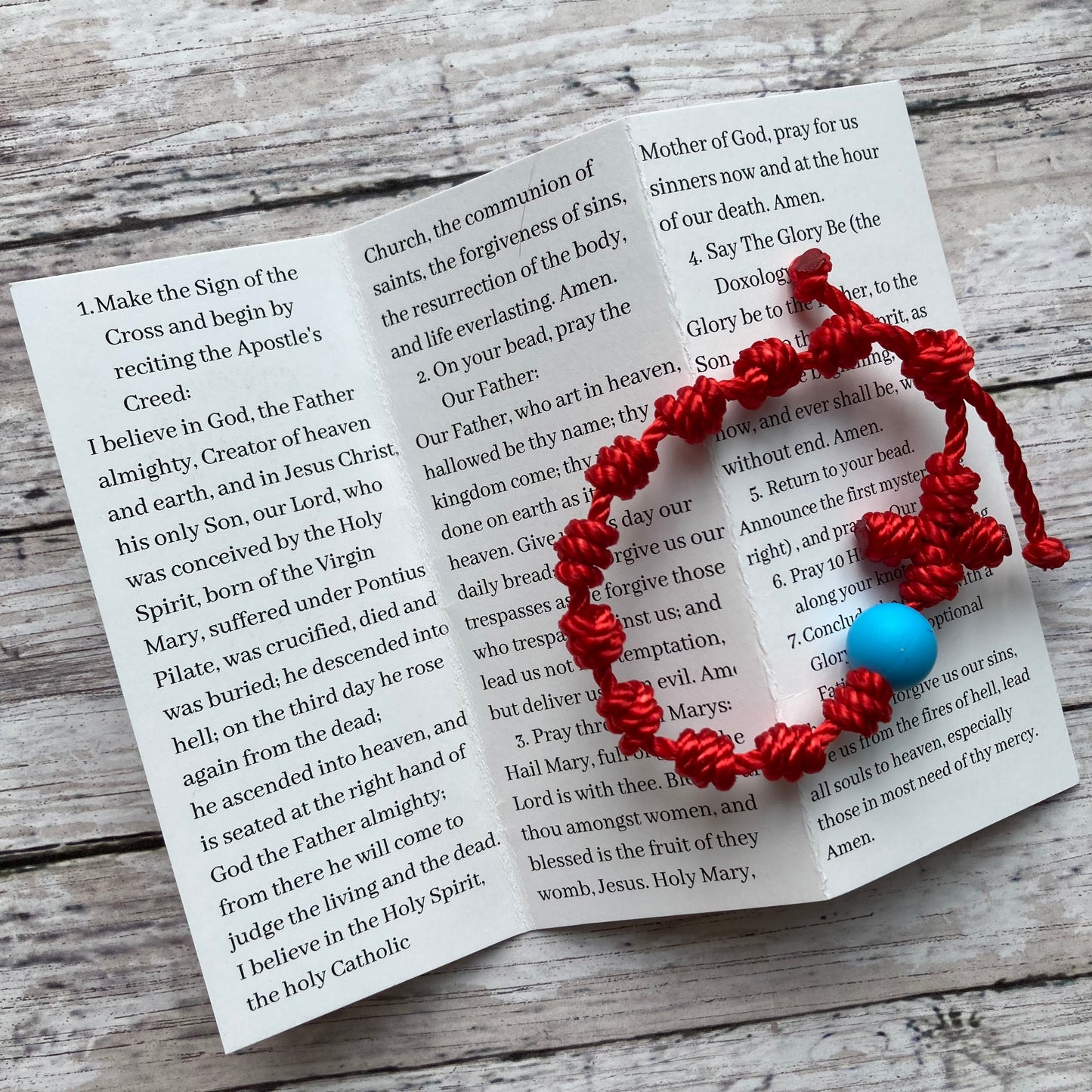 Tiny Hearts and Hands Twine Rosary Bracelet