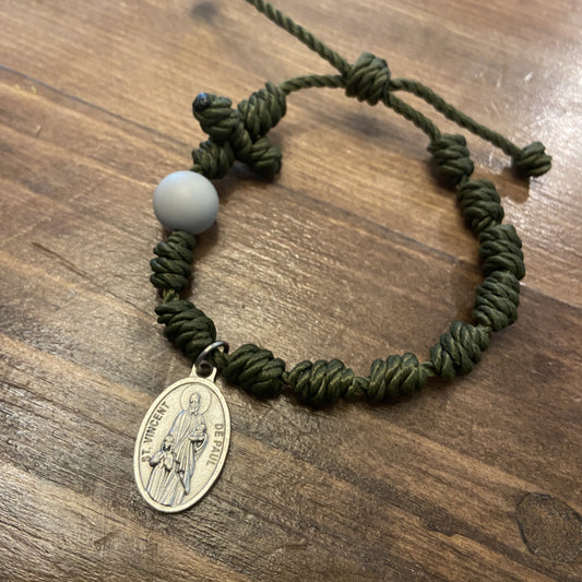 Saint Vincent De Paul Twine Rosary Bracelet