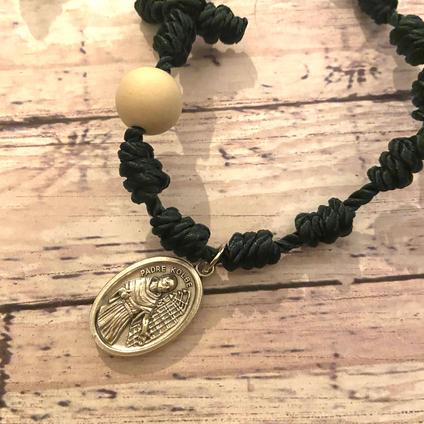 Saint Maximilian Kolbe Twine Rosary Bracelet