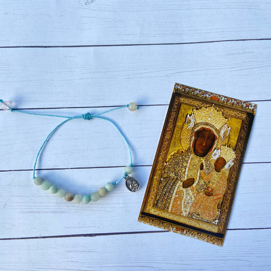 Delicate Cord Rosary Bracelet - Totus Tuus ~ Our Lady of Częstochowa