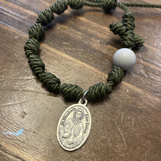 Saint Elizabeth Ann Seton Twine Rosary Bracelet