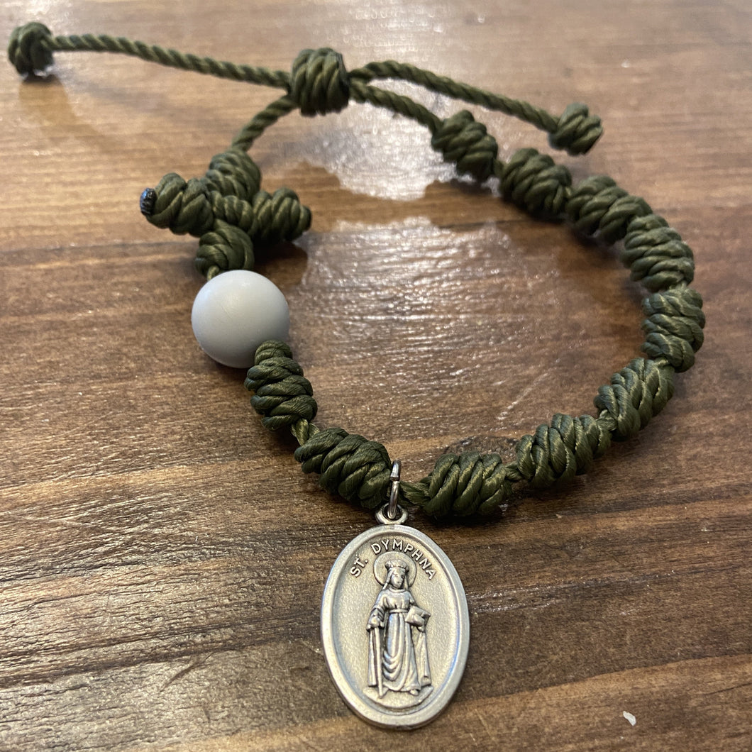Saint Dymphna Twine Rosary Bracelet