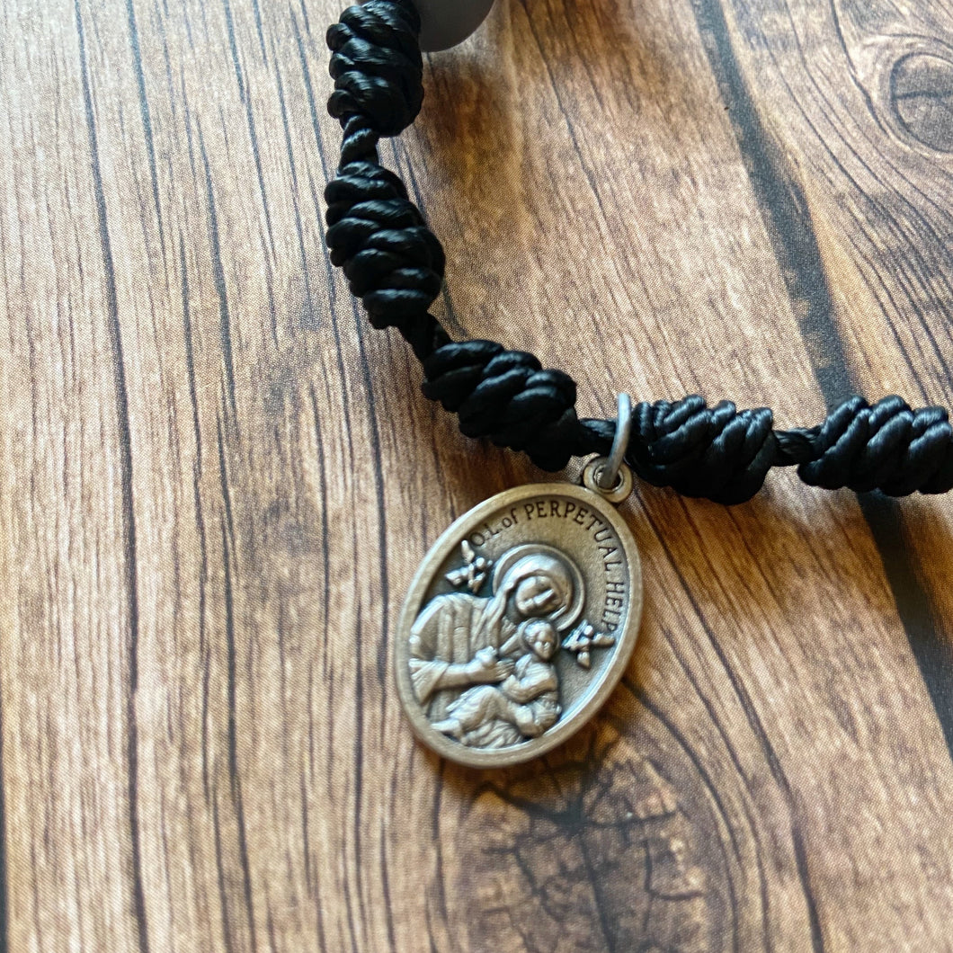 Our Lady of Perpetual Help Twine Rosary Bracelet