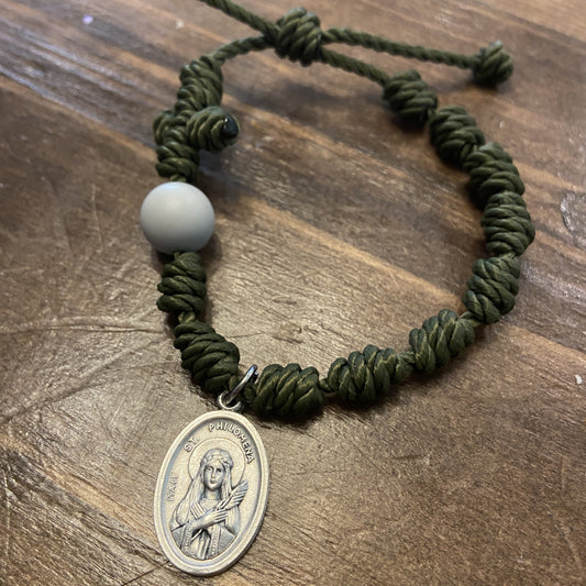 Saint Philomena Twine Rosary Bracelet