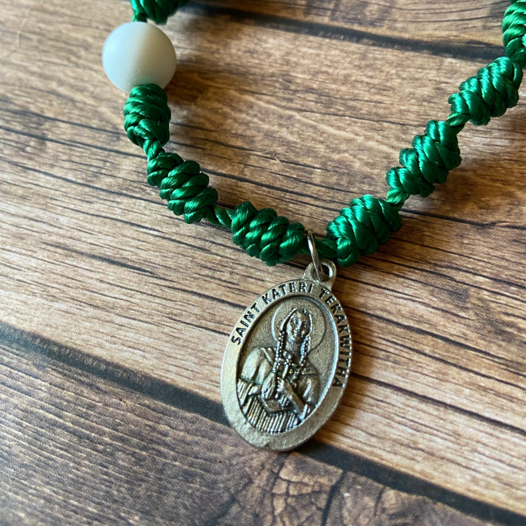 Saint Kateri Tekakwitha Special Edition Twine Rosary Bracelet
