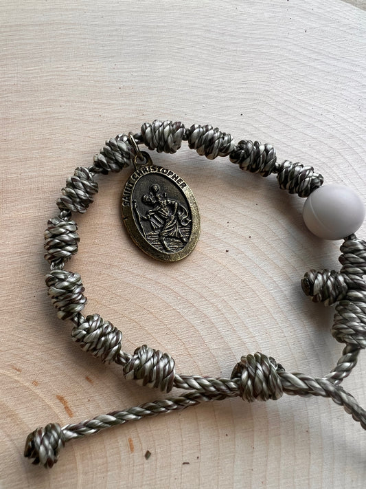 Saint Christopher Twine Rosary Bracelet