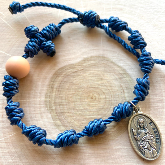 Saint Agnes Twine Rosary Bracelet