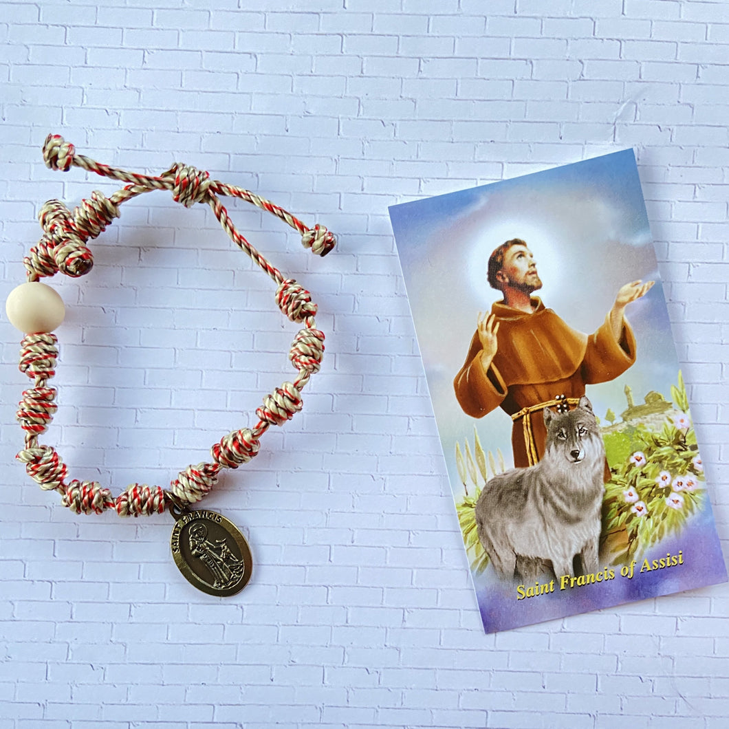 Saint Francis of Assisi Special Edition Twine Rosary Bracelet