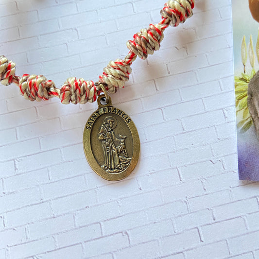 Saint Francis of Assisi Twine Rosary Bracelet