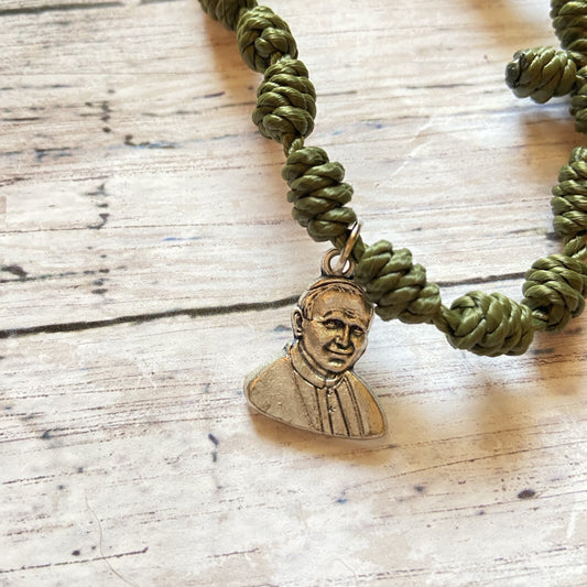 Saint John Paul II Twine Rosary Bracelet